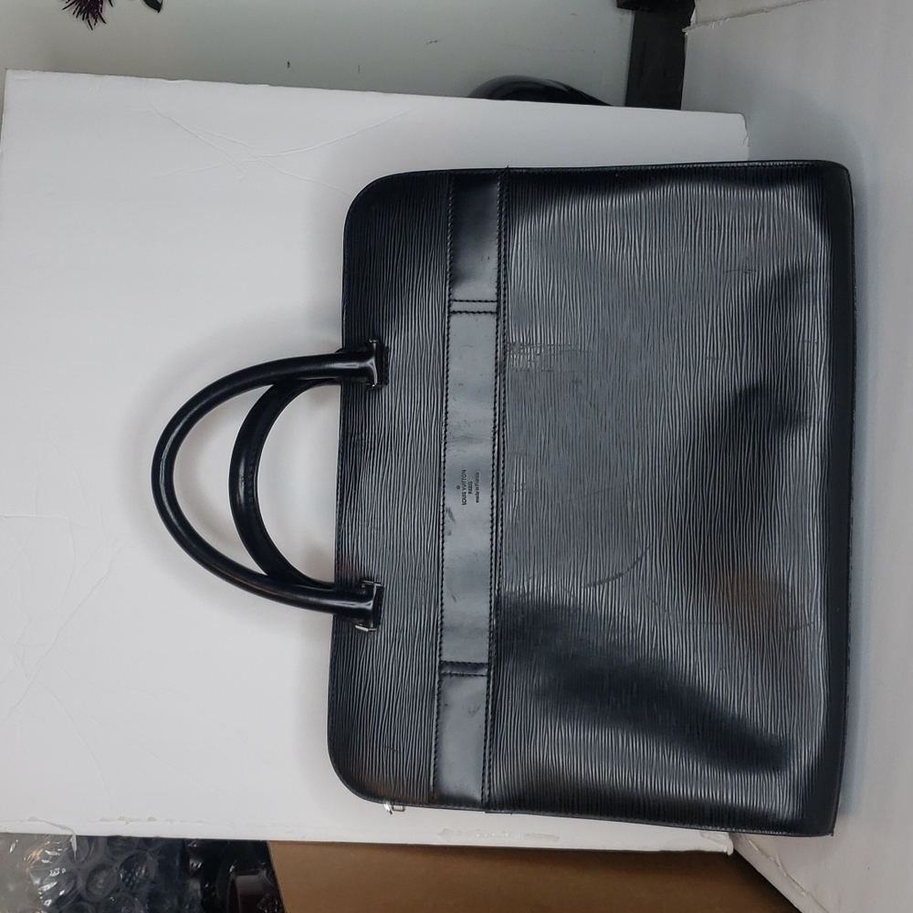 Louis Vuitton Authentic Bassano GM Black Epi Leather Briefcase Porte Documents